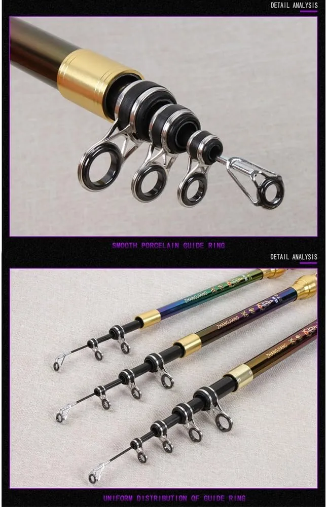 Carbon Sea Rod Telescopic Casting Fishing Rod Super Stiff Ultralight Fishing Pole 2.1M 2.4M 2.7M 3M 3.6M 3.9M 4.2M 4.5M Men Women Portable for Rivers Lakes Streams & Ponds