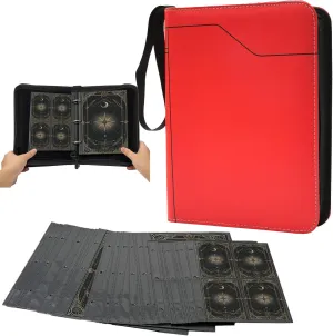 Card Binder 80 Pockets Hold Oversized Big Card & 4 Pocket with 10 Removable Sleeves, Sports Trading Card Binder with Wrist Strap, Trading Card Collector Zipper Album Holder (XL 80   S 40, Red)