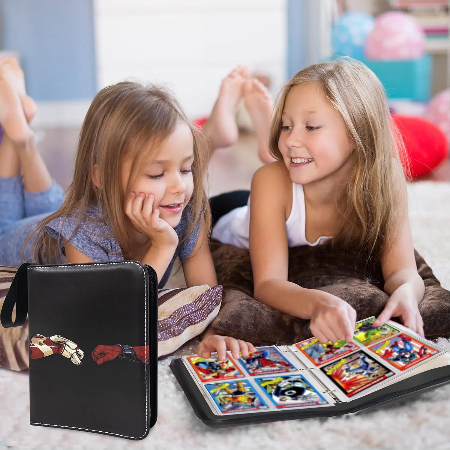 Card Binder for Cards,4 Pocket with 50 Sleeves up to 400 Cards,Waterproof Avengers Card Storage Bag for Boys,Games Cards Display Case