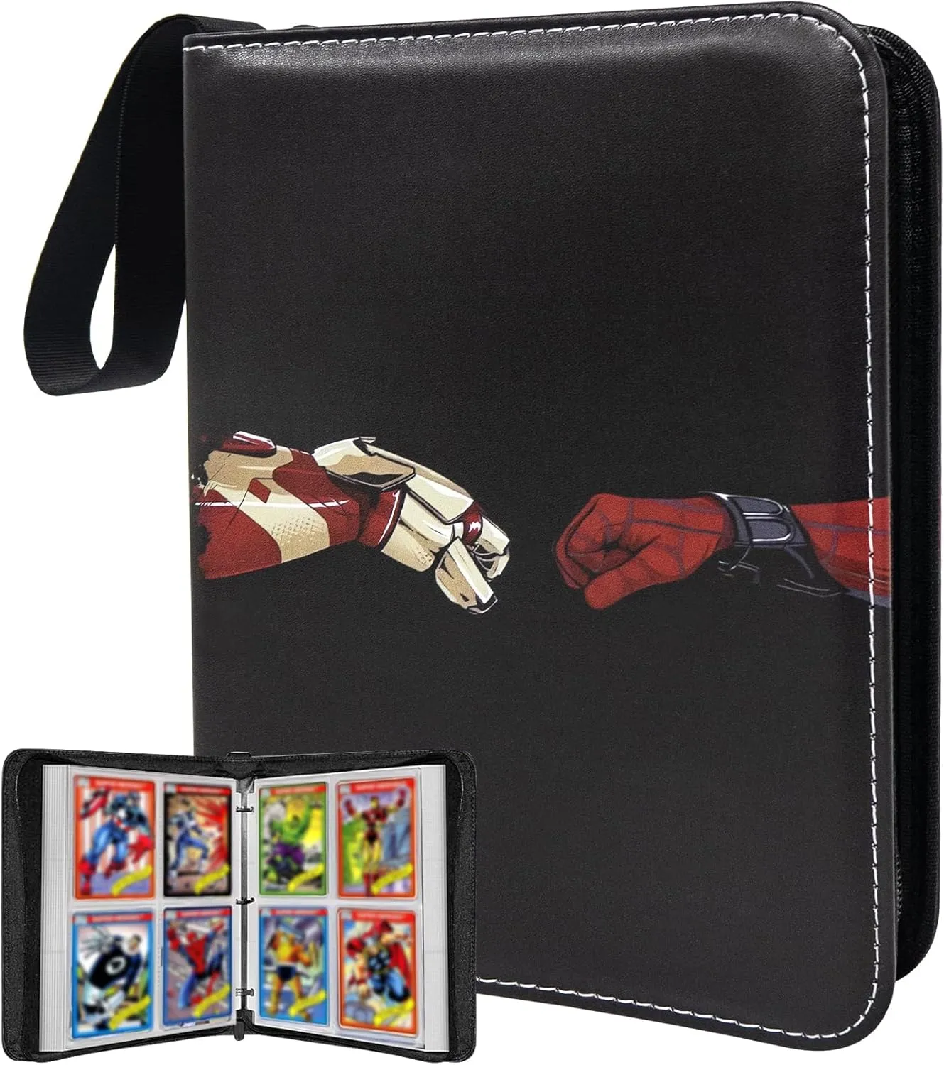 Card Binder for Cards,4 Pocket with 50 Sleeves up to 400 Cards,Waterproof Avengers Card Storage Bag for Boys,Games Cards Display Case
