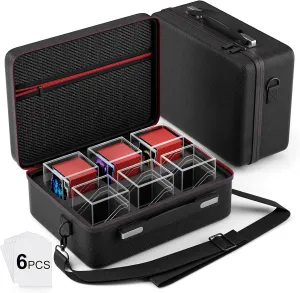 Card Deck Box with Portable Case, 6 Pack Clear Commander Deck Box with 6 Dividers, Holds 600  Double Sleeved Cards, Fit for MTG, YuGiOh, TCG