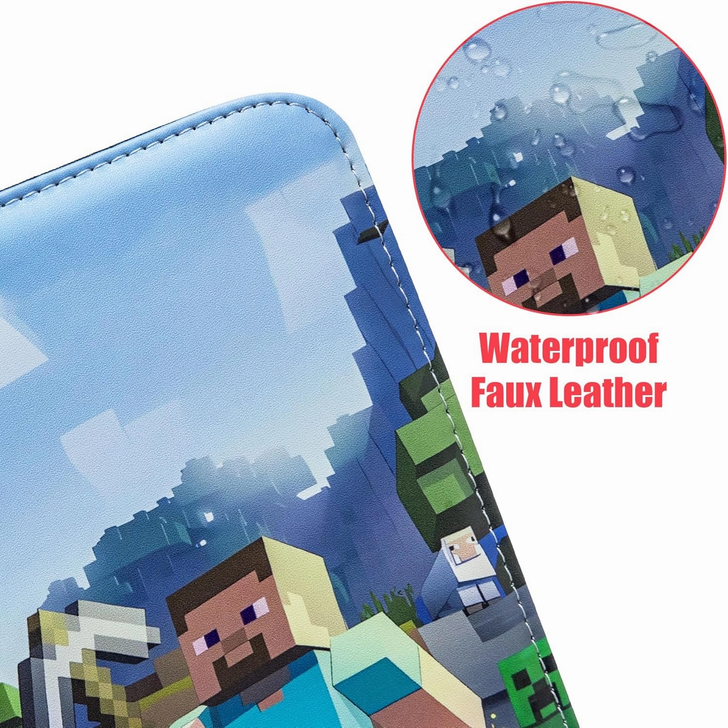 Card Binder with Shoulder Strap, 4 Pocket with 50 Sleeves up to 400 Cards, Waterproof Card Storage Bag for Kids, Minecraft Game Cards Display Case
