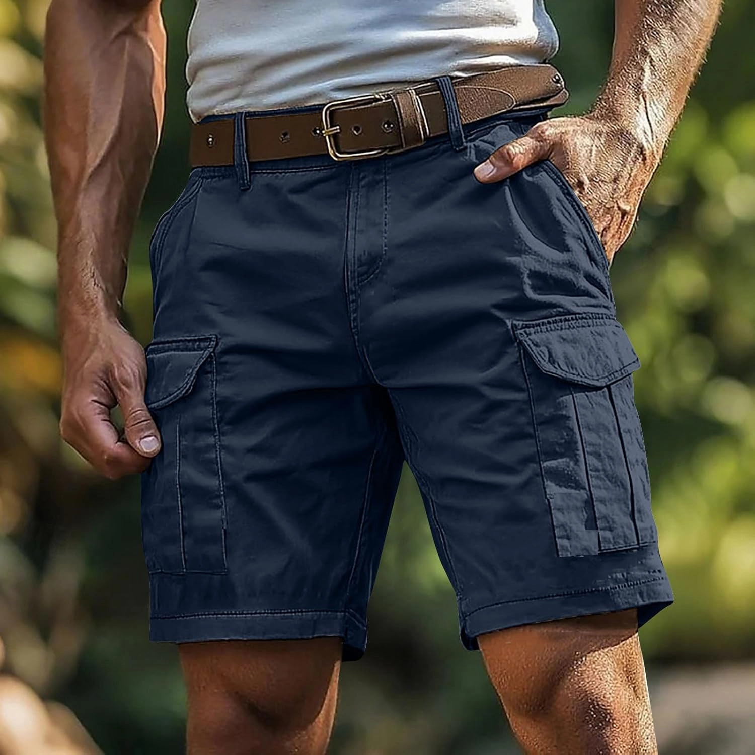 Cargo Shorts for Men 5 Inch Relaxed Fit Button-Fly Quick Dry Stretch Lightweight Tactical Wear Hiking with Multi Pockets