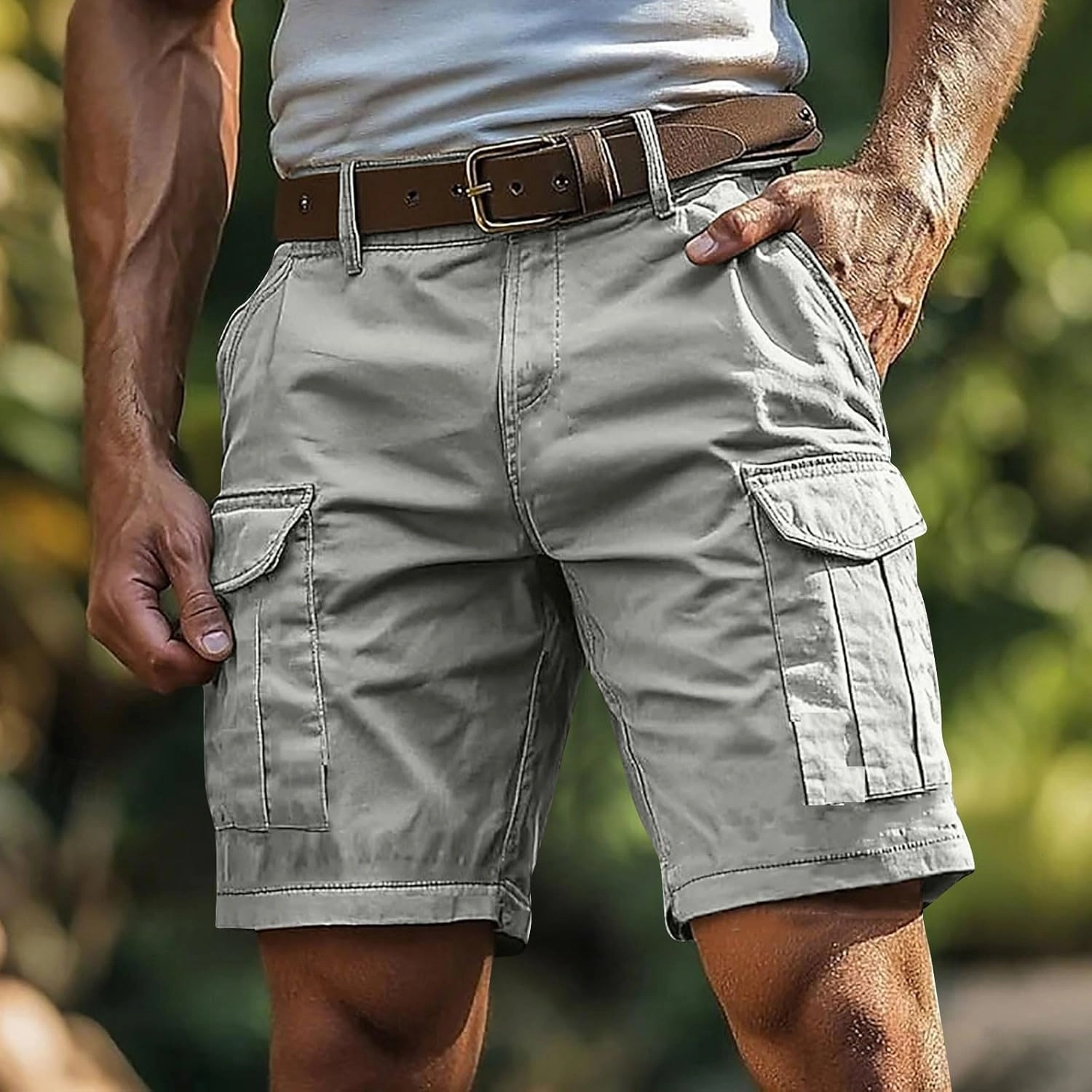 Cargo Shorts for Men 5 Inch Relaxed Fit Button-Fly Quick Dry Stretch Lightweight Tactical Wear Hiking with Multi Pockets