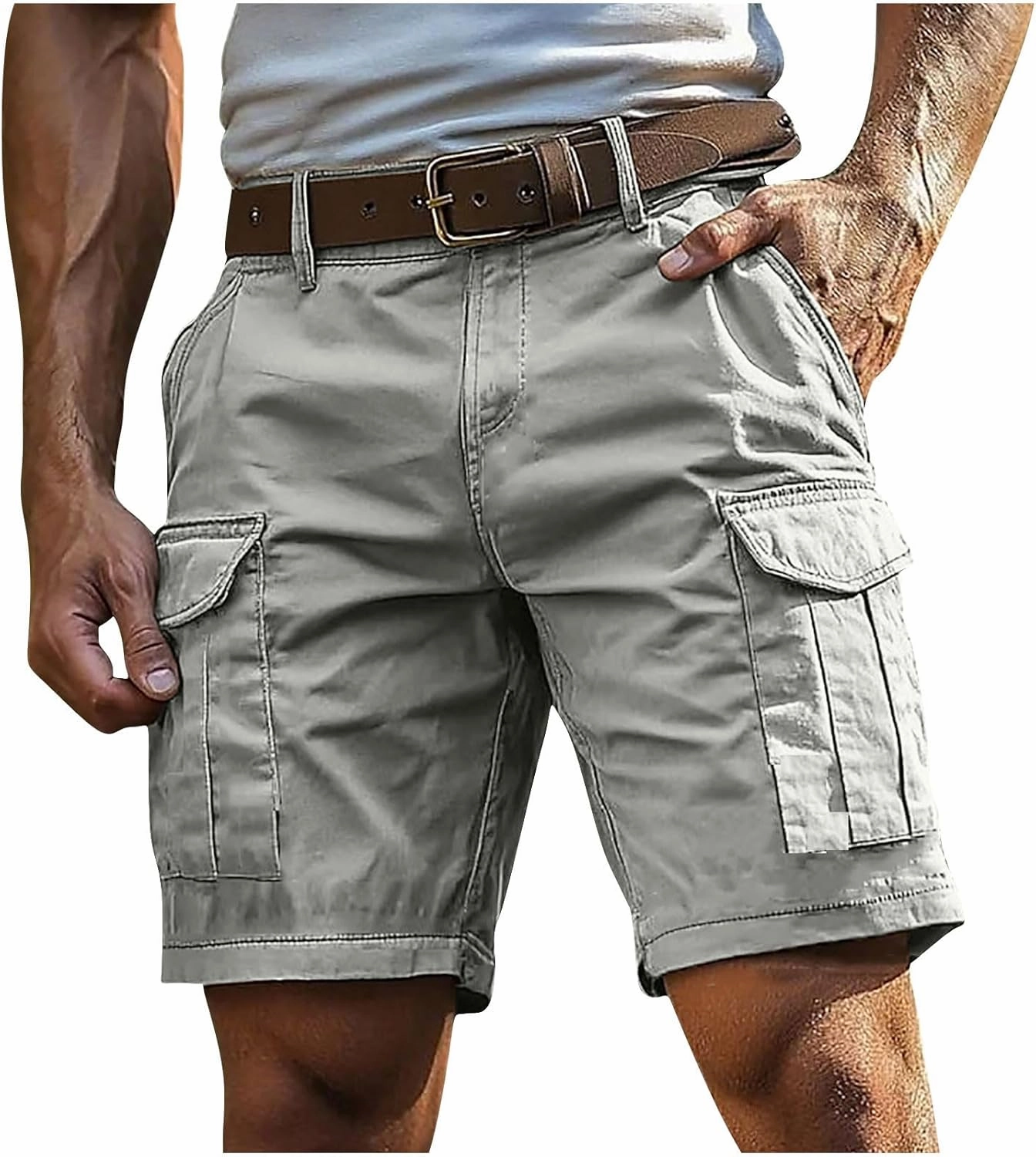 Cargo Shorts for Men 5 Inch Relaxed Fit Button-Fly Quick Dry Stretch Lightweight Tactical Wear Hiking with Multi Pockets
