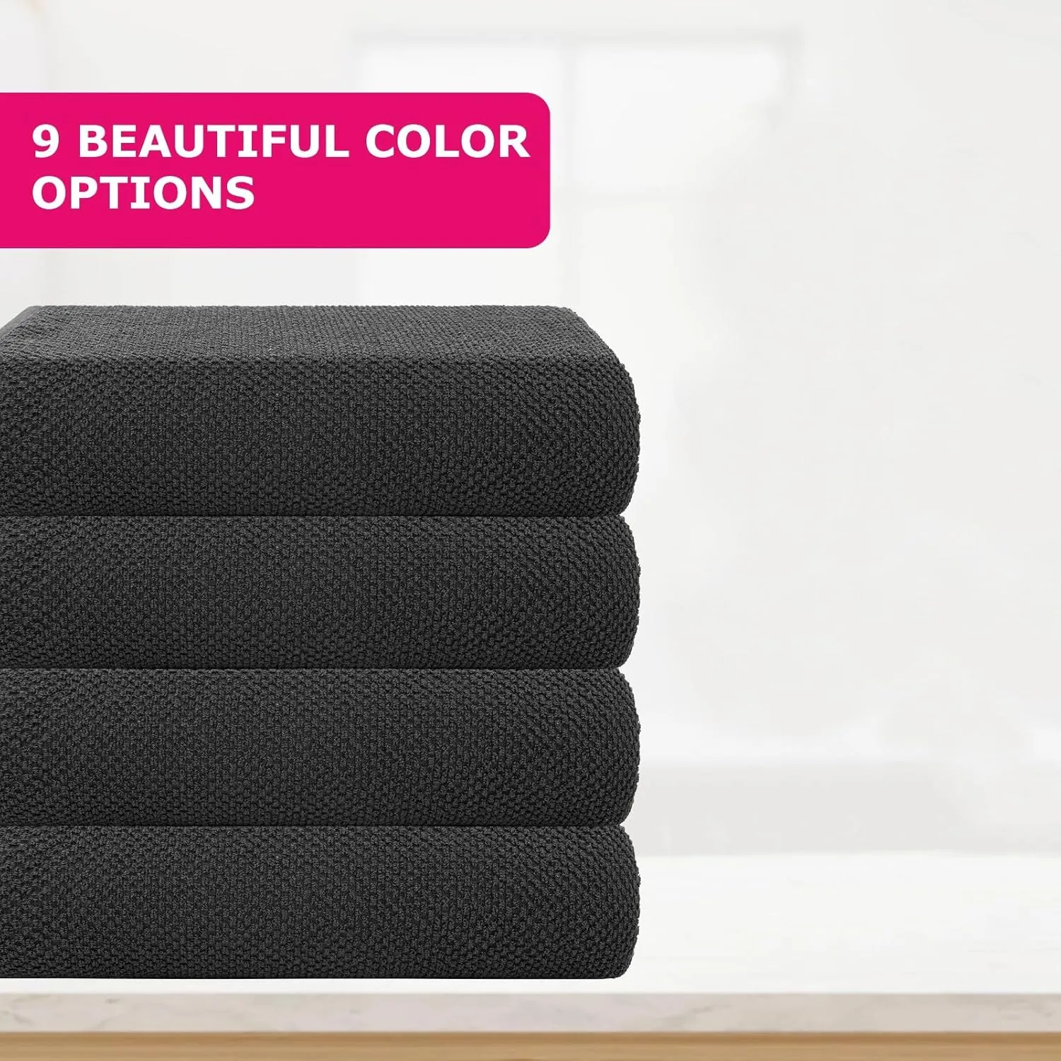 CASA COPENHAGEN Popcorn Textured 4 Pieces Bath Towel Set- Pine Grey, 550 GSM 4 Bath Towel Rough & Tough Use Cotton Towels Gift Set for Bathroom
