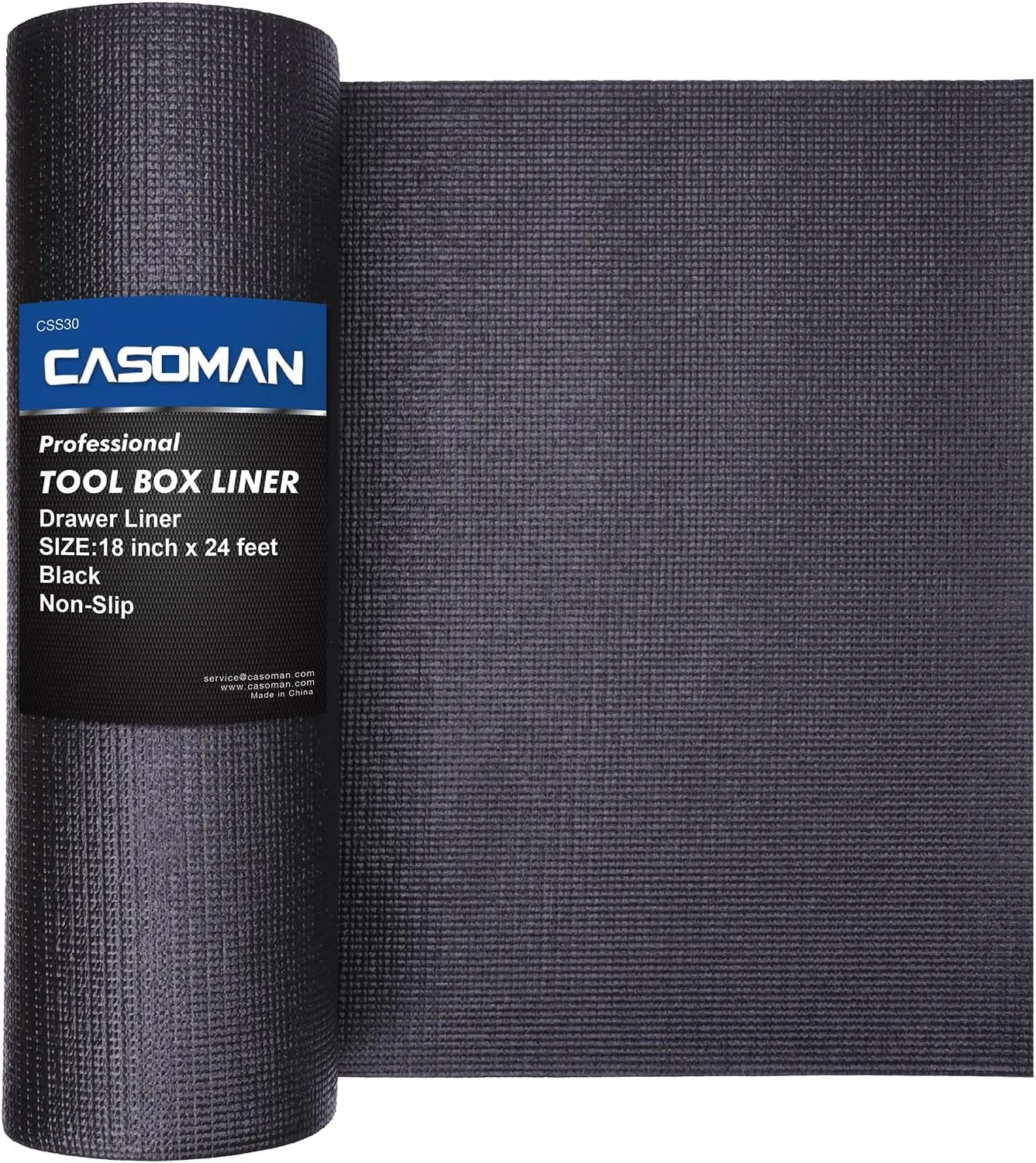CASOMAN Professional Tool Box Liner and Drawer Liner 18 inch x 24 feet,Easy Cut Non-Slip Foam Rubber Toolbox Drawer Liner Mat - Adjustable Thick Cabinet Liners