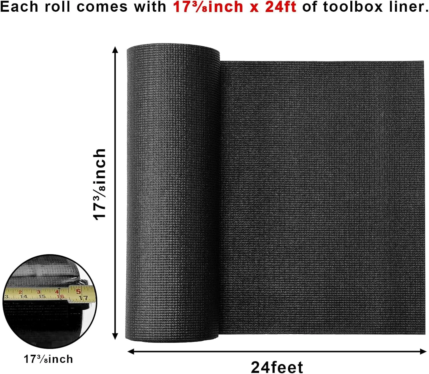 CASOMAN Professional Tool Box Liner and Drawer Liner 18 inch x 24 feet,Easy Cut Non-Slip Foam Rubber Toolbox Drawer Liner Mat - Adjustable Thick Cabinet Liners