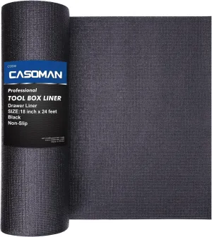 CASOMAN Professional Tool Box Liner and Drawer Liner 18 inch x 24 feet,Easy Cut Non-Slip Foam Rubber Toolbox Drawer Liner Mat - Adjustable Thick Cabinet Liners