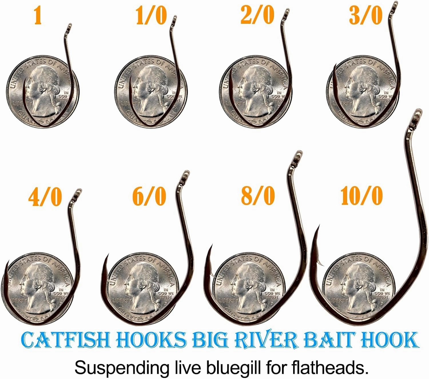 Catfish Hooks Big River Bait Hook 25-50pcs of 1-10/0 Fishing Hook Saltwater Wide Gap Big Game Flatheads Hook