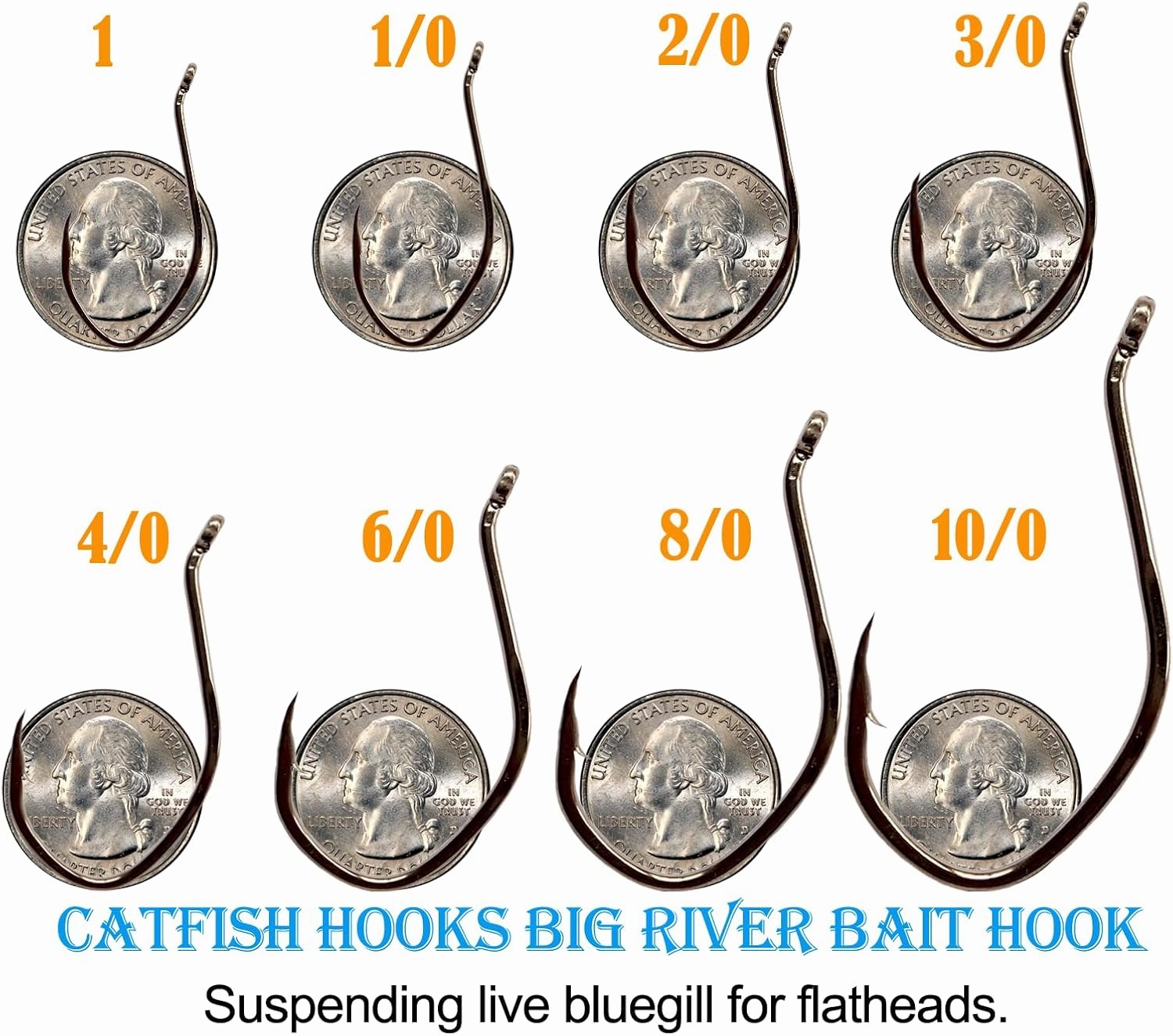 Catfish Hooks Big River Bait Hook 25-50pcs of 1-10/0 Fishing Hook Saltwater Wide Gap Big Game Flatheads Hook