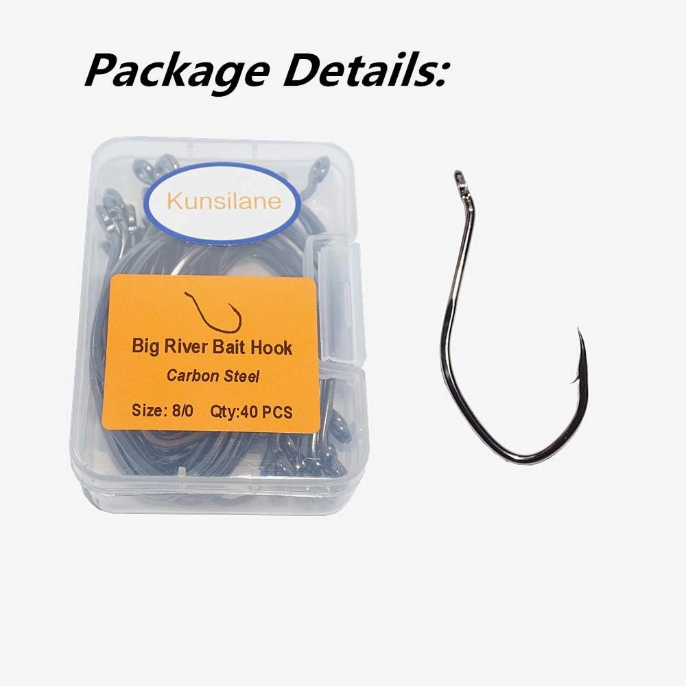 Catfish Hooks Big River Bait Hook 25-50pcs of 1-10/0 Fishing Hook Saltwater Wide Gap Big Game Flatheads Hook