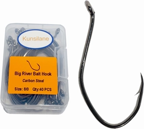 Catfish Hooks Big River Bait Hook 25-50pcs of 1-10/0 Fishing Hook Saltwater Wide Gap Big Game Flatheads Hook