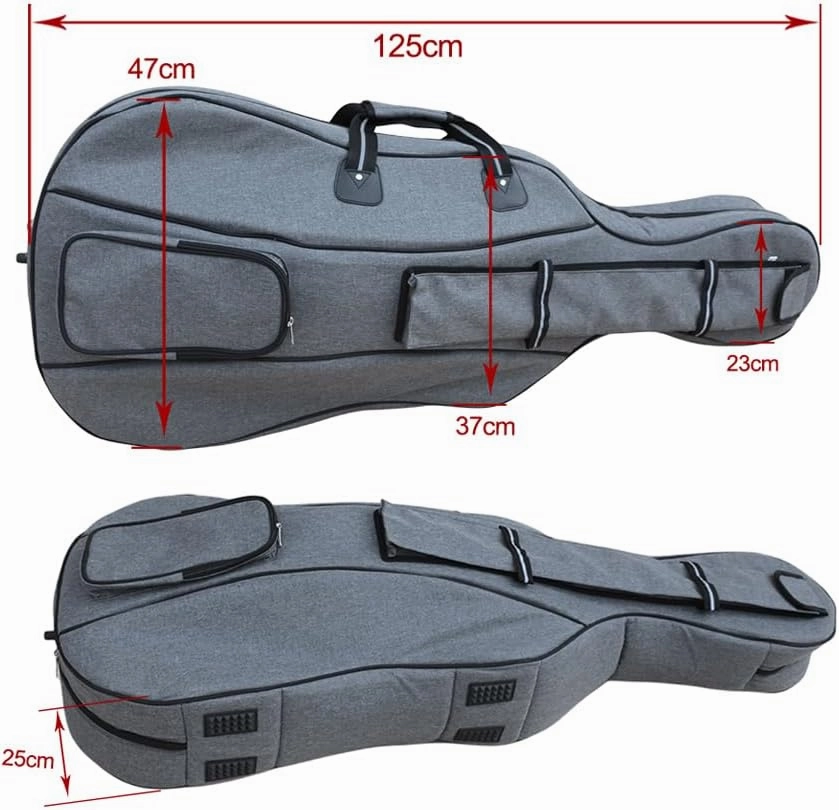Cello Gig Bag, 4/4 Size, Nylon Exterior, 20mm Thick Foam Padding, Adjustable Backstraps, Multiple Pockets, Front Accessory Storage, Back Sheet Music Pocket, Cello travel soft case (Grey)