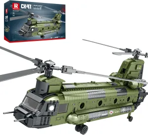 CH-47 Helicopter Building Set, Military Helicopter Toy Aircraft Model Kit, Home Office Display or Collectible, Ideal Airplane Toy Gifts for Adults Boys Kids 33031
