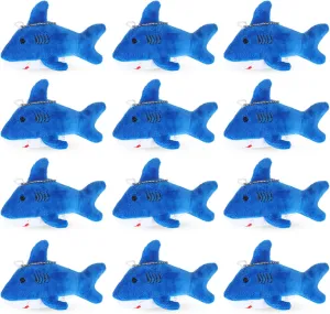 Chalyna Mini Stuffed Animal Soft Shark Plush Toys Shark Bulk Party Favors Tiny Ocean Animal Toys for Baby Kids Stuffs, 4.7 Inch(No Light,Dark Blue)