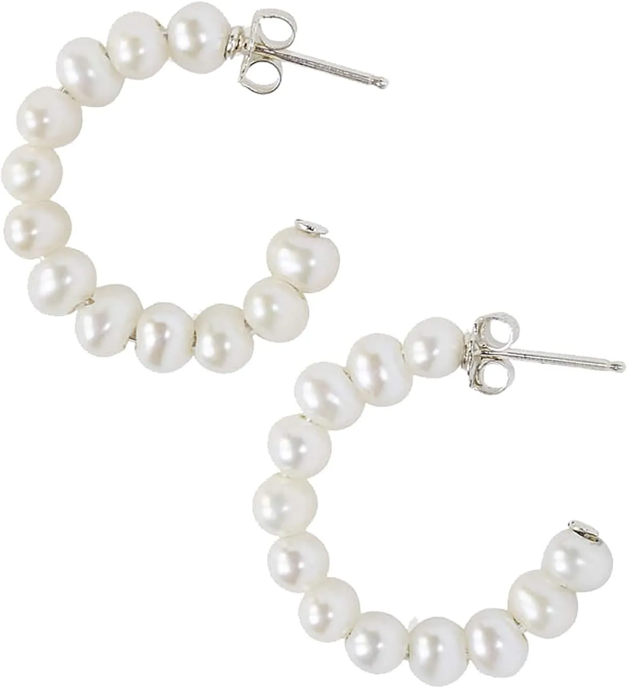Chan Luu Small Holly Hoop Earrings in White Pearl and Sterling Silver