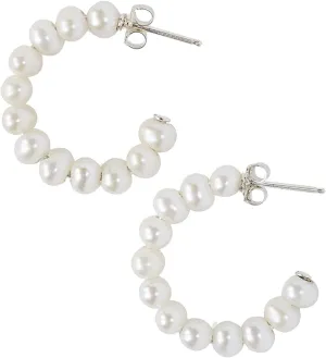 Chan Luu Small Holly Hoop Earrings in White Pearl and Sterling Silver