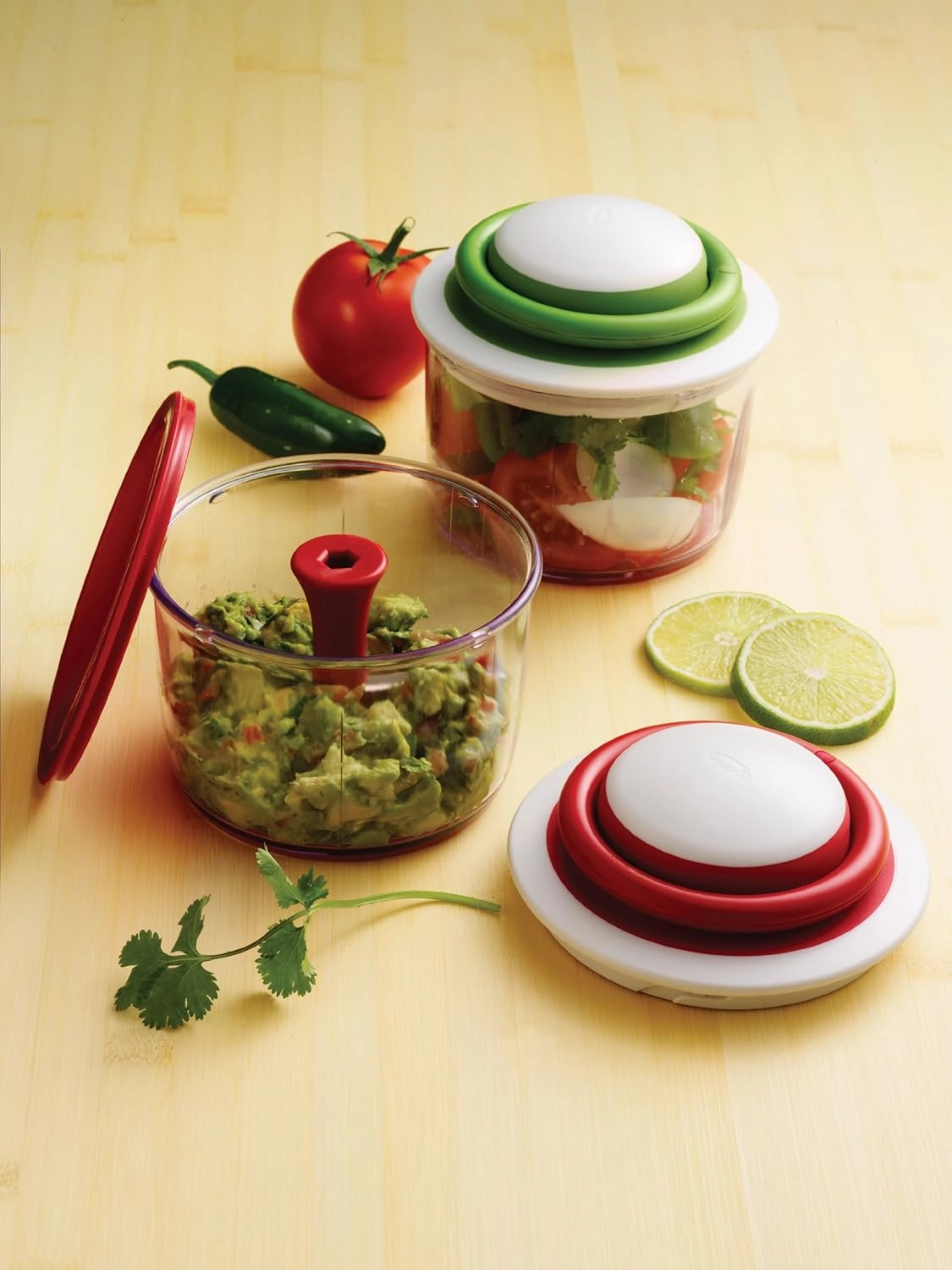 Chef'n 102-239-005 VeggiChop Hand-Powered Food Chopper, Set of 1, Cherry