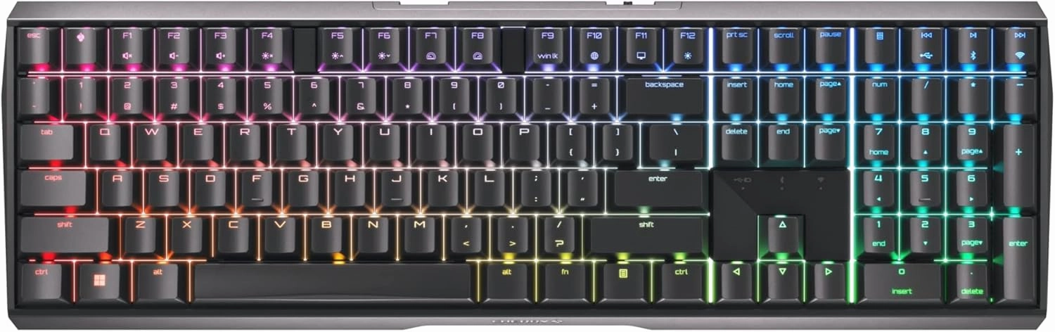 Cherry MX 3.0S Wireless Mechanical Gaming Keyboard. Aluminum Housing Built for Gamers w/MX Brown or Red Switches. RGB Backlit Color Display Over 16m Colors. (Black w/MX Red Switches)