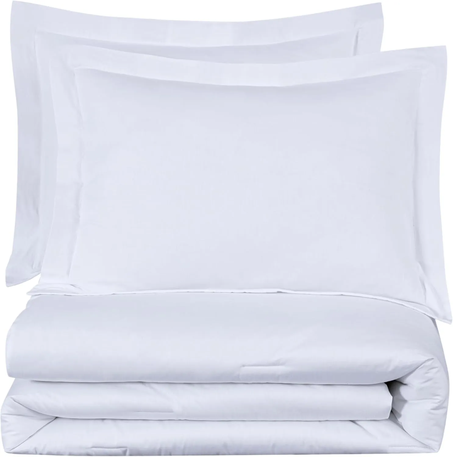 Chezmoi Collection Solid White Cotton Comforter Set King Size, 3-Piece Luxury Soft Breathable Smooth Cooling 250TC Cotton Twill Lightweight Bedding Comforter for All Season