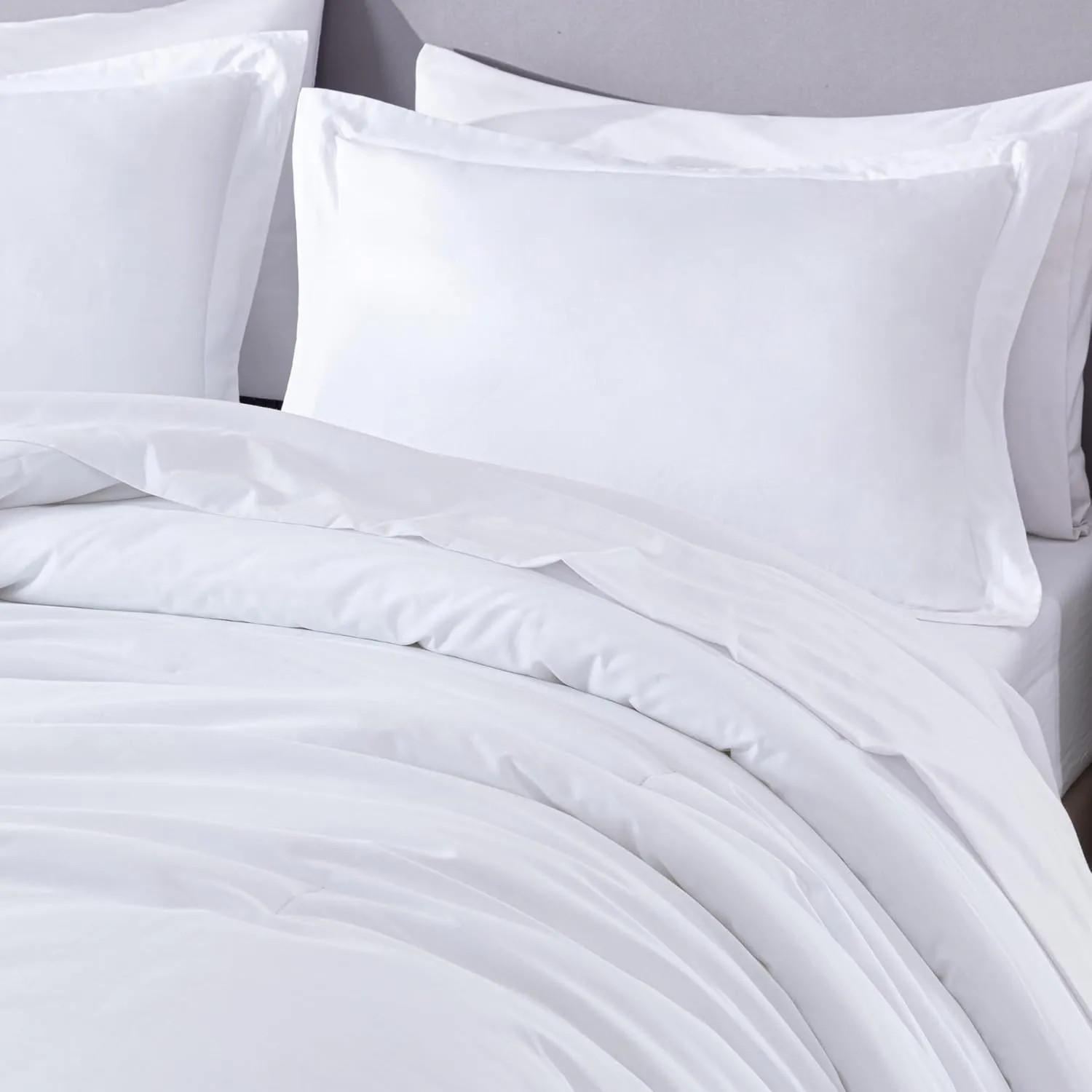 Chezmoi Collection Solid White Cotton Comforter Set King Size, 3-Piece Luxury Soft Breathable Smooth Cooling 250TC Cotton Twill Lightweight Bedding Comforter for All Season