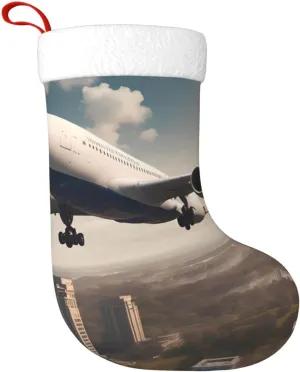 Christmas Stocking 18" Xmas Stockings Holiday Decorative Stockings Xmas Party Décor Accessories Cuff Gift Airplanes in Motion