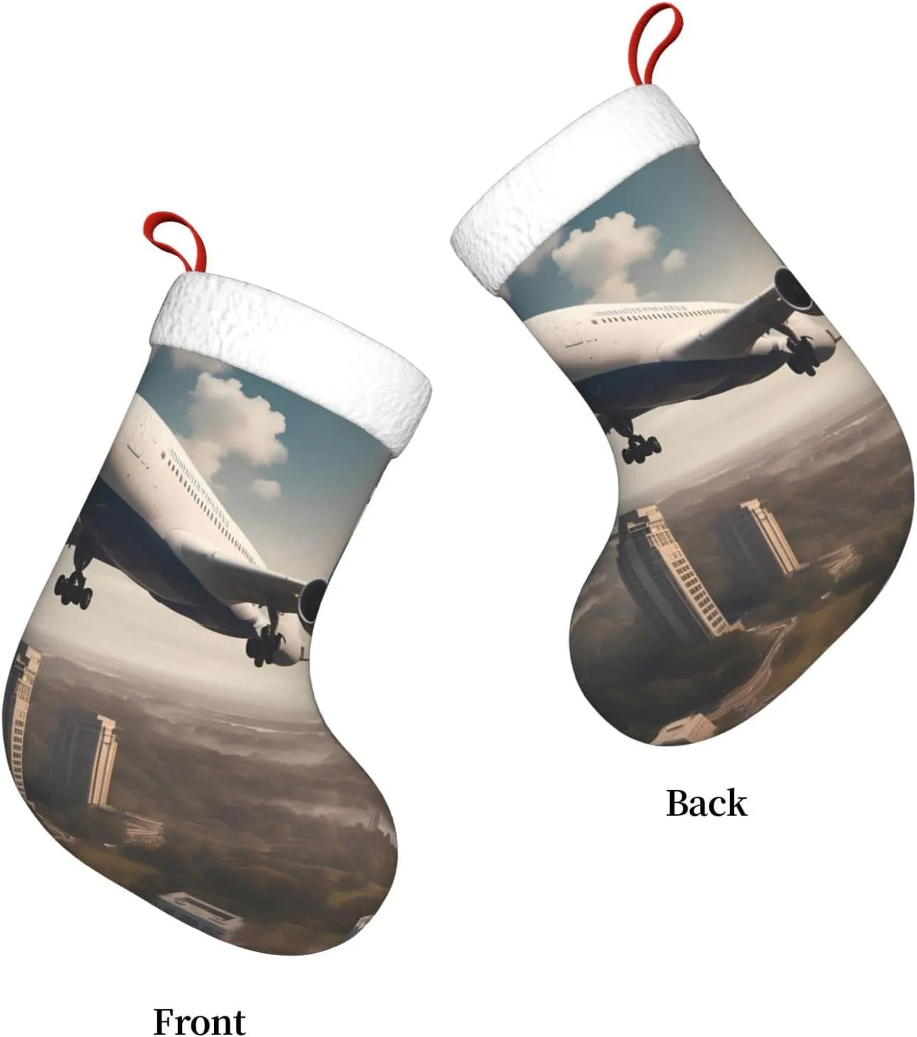Christmas Stocking 18" Xmas Stockings Holiday Decorative Stockings Xmas Party Décor Accessories Cuff Gift Airplanes in Motion