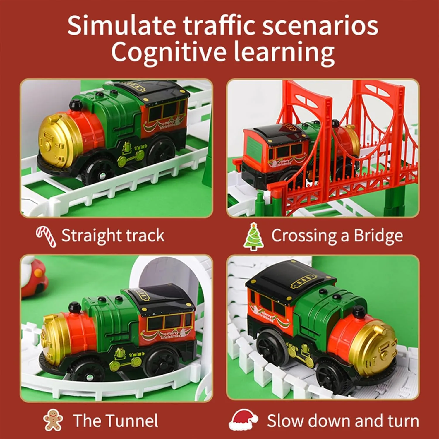 Christmas Train Track Set -125 Piece Set DIY Assembling Track Battery Operated Home Party Decoration Suitable for Birthday Toy for Children Over 3 Years Old