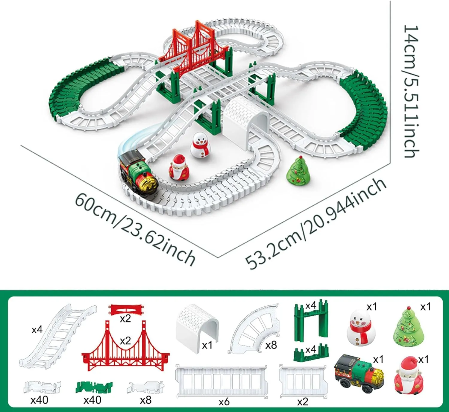 Christmas Train Track Set -125 Piece Set DIY Assembling Track Battery Operated Home Party Decoration Suitable for Birthday Toy for Children Over 3 Years Old