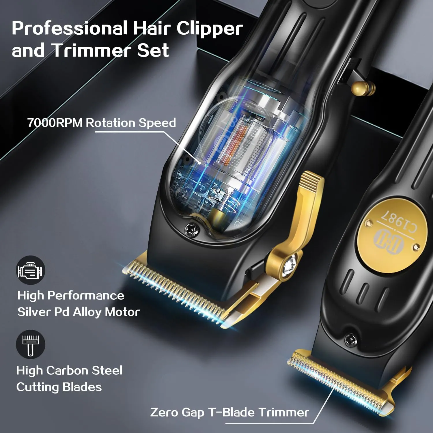 CIICII Mens Hair Clippers and Trimmers Set, Professional Cordless Barber Clippers for Hair Cutting Kit (Rechargeable USB Adjustable Beard & Hair Trimmer Haircut Kit) Clippers for Men DIY Home Salon