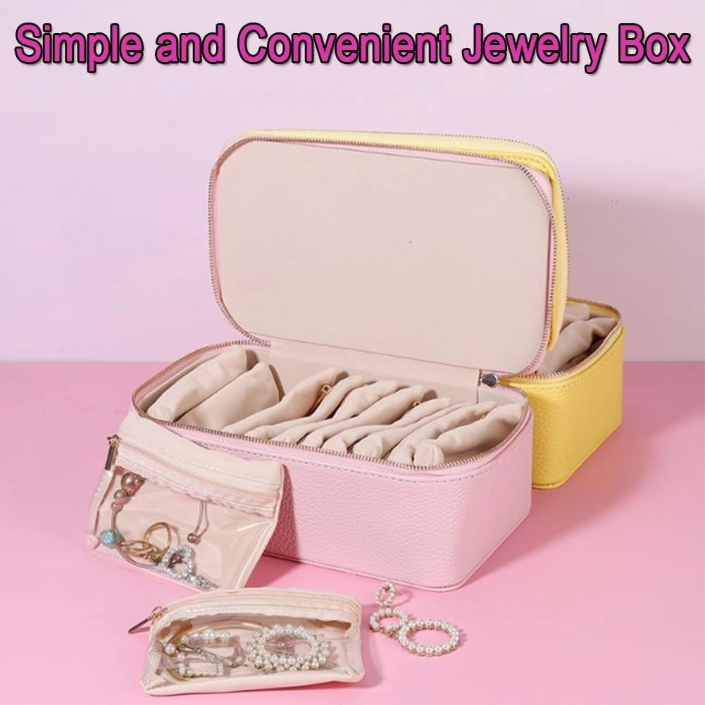 Circulatne Travel Jewelry Box Organizer with 12 Velvet Pouches, Portable PU Leather Jewelry Organizer Box, Storage for Rings, Earrings, Necklaces (Green)
