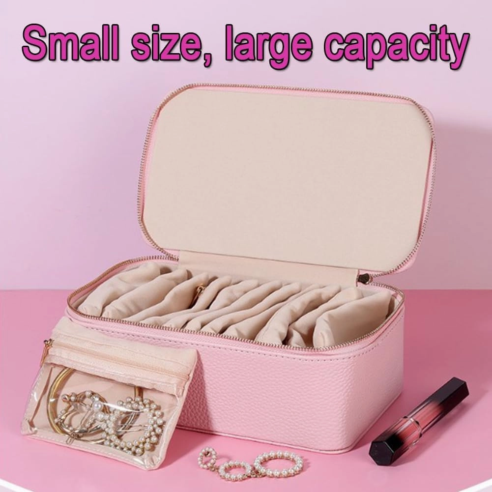 Circulatne Travel Jewelry Box Organizer with 12 Velvet Pouches, Portable PU Leather Jewelry Organizer Box, Storage for Rings, Earrings, Necklaces (Green)