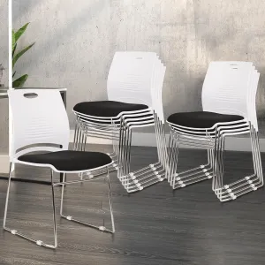CLATINA Stacking Home Office Guest Chair with Metal Sled Base, Plastic Lobby Waiting Training Desk Chair for Office, Reception, Conference, School, Kitchen, Banquet, White, 12 Pack