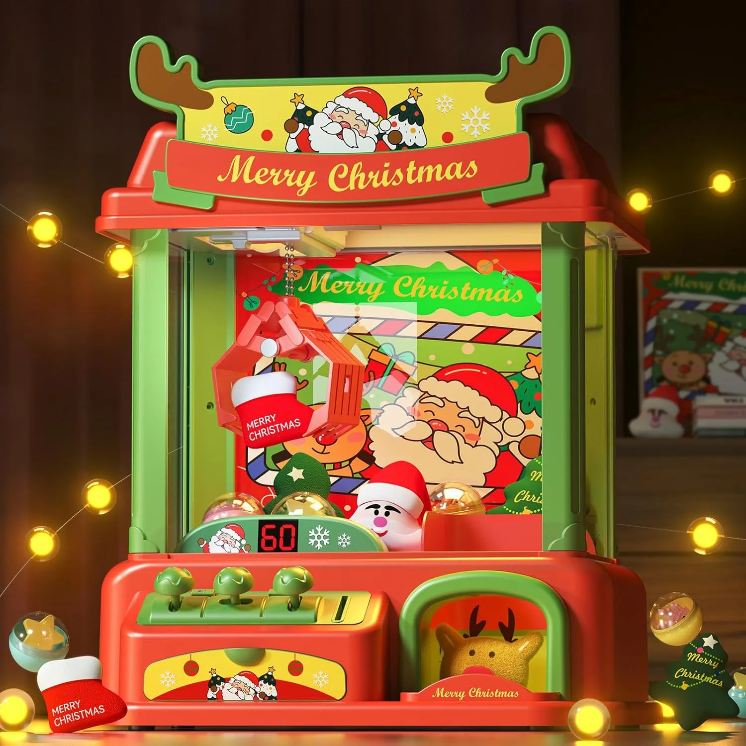 Claw Machine for Kids, Electronic Arcade Game Machine with Music, Green Mini Vending Machine, for Girls Age 4 5 6 7 8 9 10 