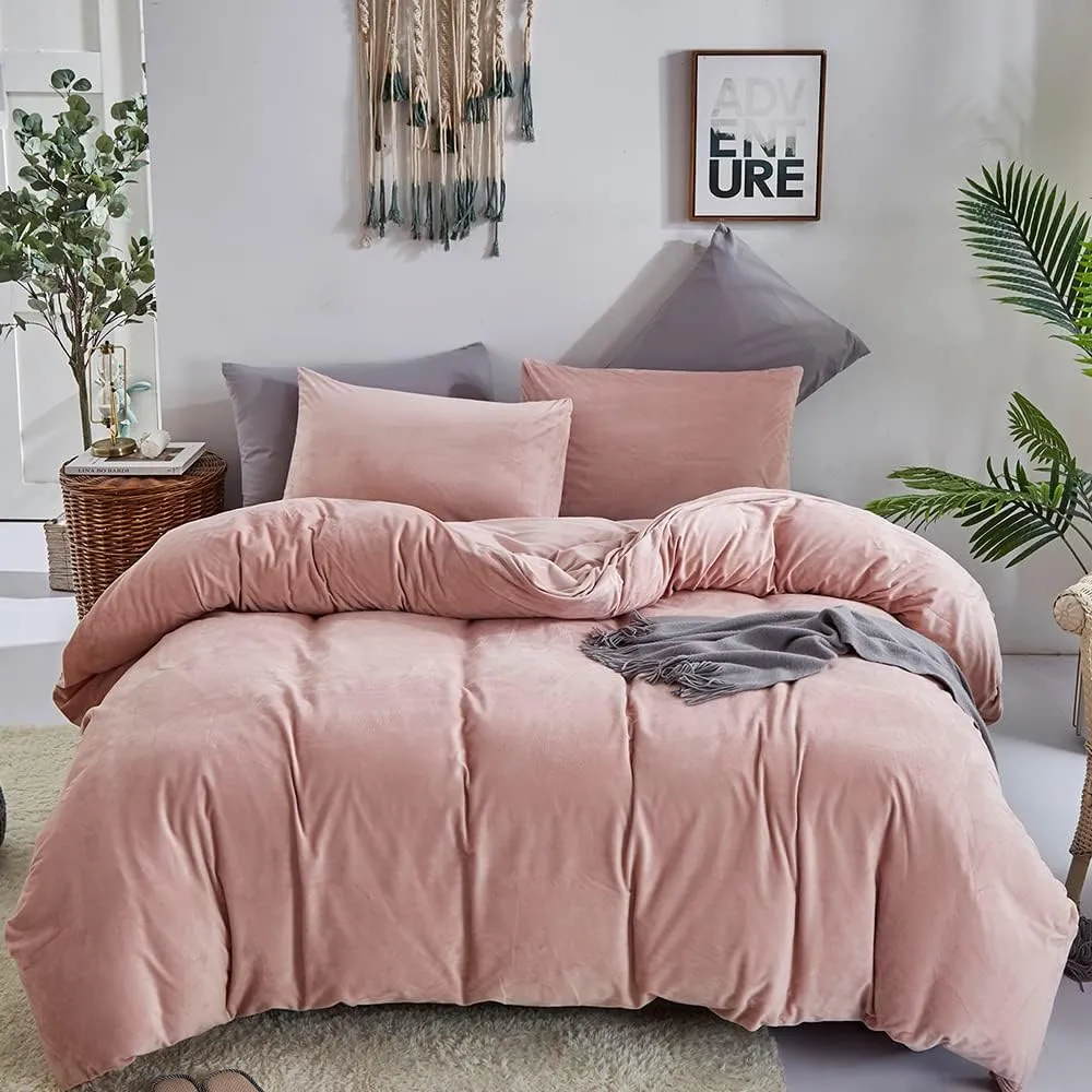 CLOTHKNOW Pink King Size Comforter Set 3Pcs Fluffy Bedding Comforter Sets All Season Soft Dusty Blush Comforter with 2 Pillow Cases