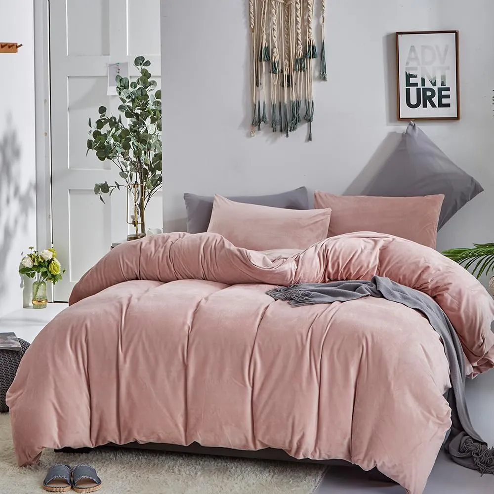 CLOTHKNOW Pink King Size Comforter Set 3Pcs Fluffy Bedding Comforter Sets All Season Soft Dusty Blush Comforter with 2 Pillow Cases