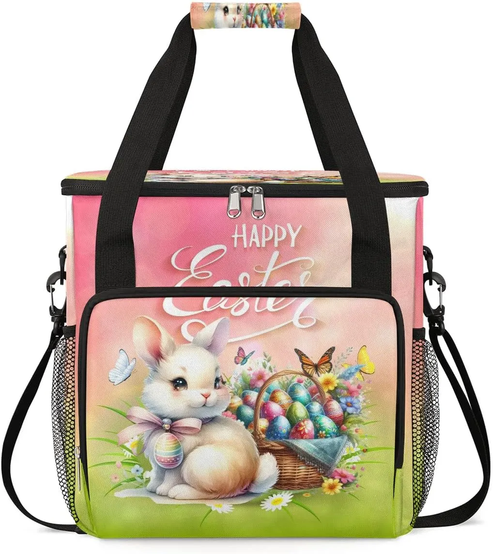 Coffee Maker Carring Bag Easter Cute Rabbit Travel Carrying Storage Tote Bag Compatible with Keurig K-Mini or K-Mini Plus Portable Single Serve Coffee Brewer Case with Pockets for K-cup Pods