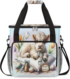 Coffee Maker Carring Bag Highland Cow Easter Cute Travel Carrying Storage Tote Bag Compatible with Keurig K-Mini or K-Mini Plus Portable Single Serve Coffee Brewer Case with Pockets for K-cup Pods