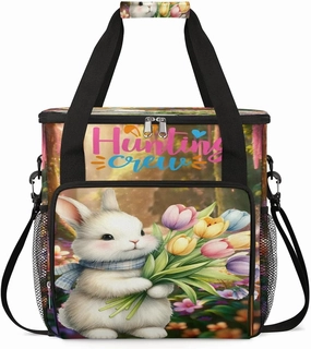 Coffee Maker Carring Bag Animal Easter Bunny Travel Carrying Storage Tote Bag Compatible with Keurig K-Mini or K-Mini Plus Portable Single Serve Coffee Brewer Case with Pockets for K-cup Pods