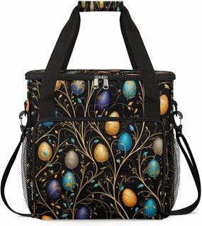 Coffee Maker Carring Bag Easter Egg Trees Travel Carrying Storage Tote Bag Compatible with Keurig K-Mini or K-Mini Plus Portable Single Serve Coffee Brewer Case with Pockets for K-cup Pods
