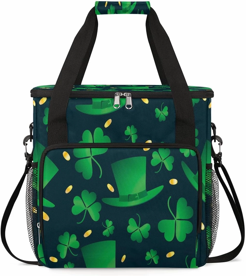 Coffee Maker Carring Bag Hat Clover St Patrick's Day Travel Carrying Storage Tote Bag Compatible with Keurig K-Mini or K-Mini Plus Portable Single Serve Coffee Brewer Case with Pockets for K-cup Pods