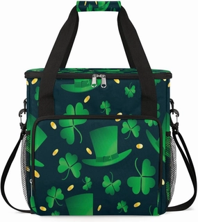 Coffee Maker Carring Bag Hat Clover St Patrick's Day Travel Carrying Storage Tote Bag Compatible with Keurig K-Mini or K-Mini Plus Portable Single Serve Coffee Brewer Case with Pockets for K-cup Pods