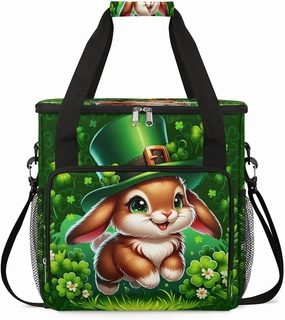 Coffee Maker Carring Bag St. Patrick's Day Bunny Travel Carrying Storage Tote Bag Compatible with Keurig K-Mini or K-Mini Plus Portable Single Serve Coffee Brewer Case with Pockets for K-cup Pods
