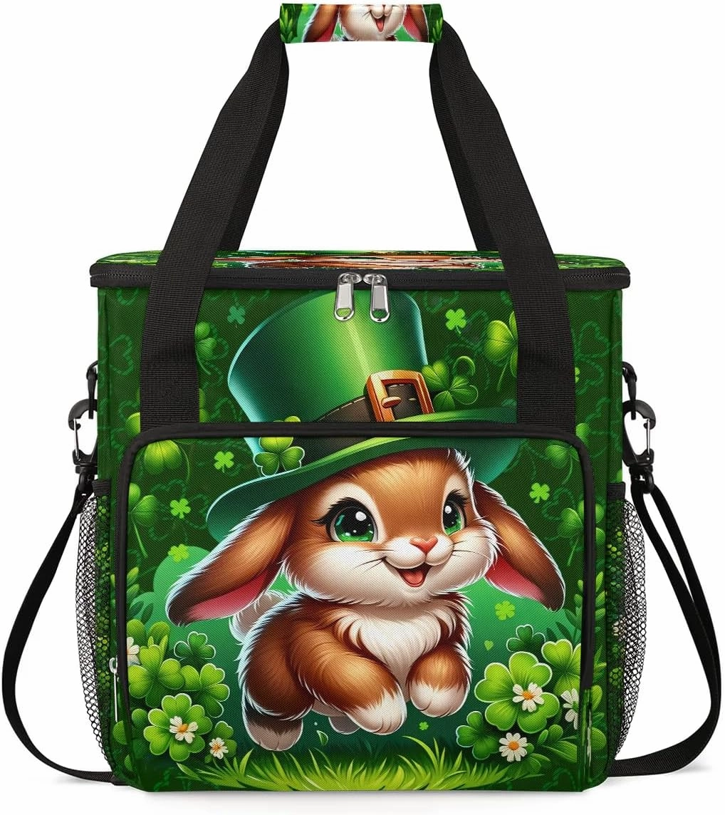 Coffee Maker Carring Bag St. Patrick's Day Bunny Travel Carrying Storage Tote Bag Compatible with Keurig K-Mini or K-Mini Plus Portable Single Serve Coffee Brewer Case with Pockets for K-cup Pods