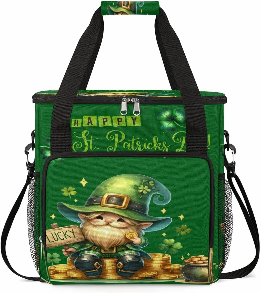 Coffee Maker Carring Bag St. Patrick's Day Gnome Travel Carrying Storage Tote Bag Compatible with Keurig K-Mini or K-Mini Plus Portable Single Serve Coffee Brewer Case with Pockets for K-cup Pods