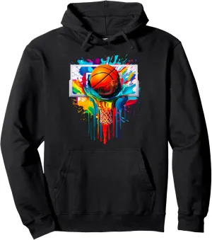 Color Madness Basketball Ball & Basketball Hoop Slam Dunk Pullover Hoodie