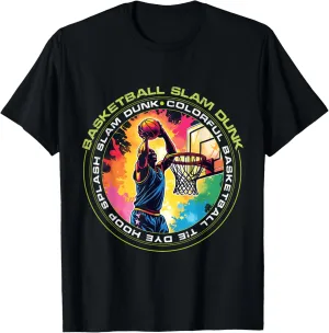 Colorful Basketball Tie Dye Hoop Splash Slam Dunk Tee T-Shirt