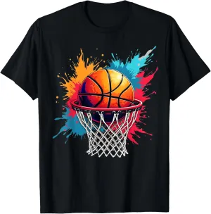 Colorful Basketball Tie Dye Hoop Splash Slam Dunk Tee T-Shirt
