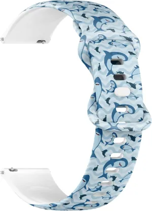 Compatible with Garmin Forerunner 165/165 Music, Forerunner 35/45 / 45S, 20mm, Replacement Sport Watch Band (Shark Blue Colored Waves) Silicone Soft Strap Bracelet